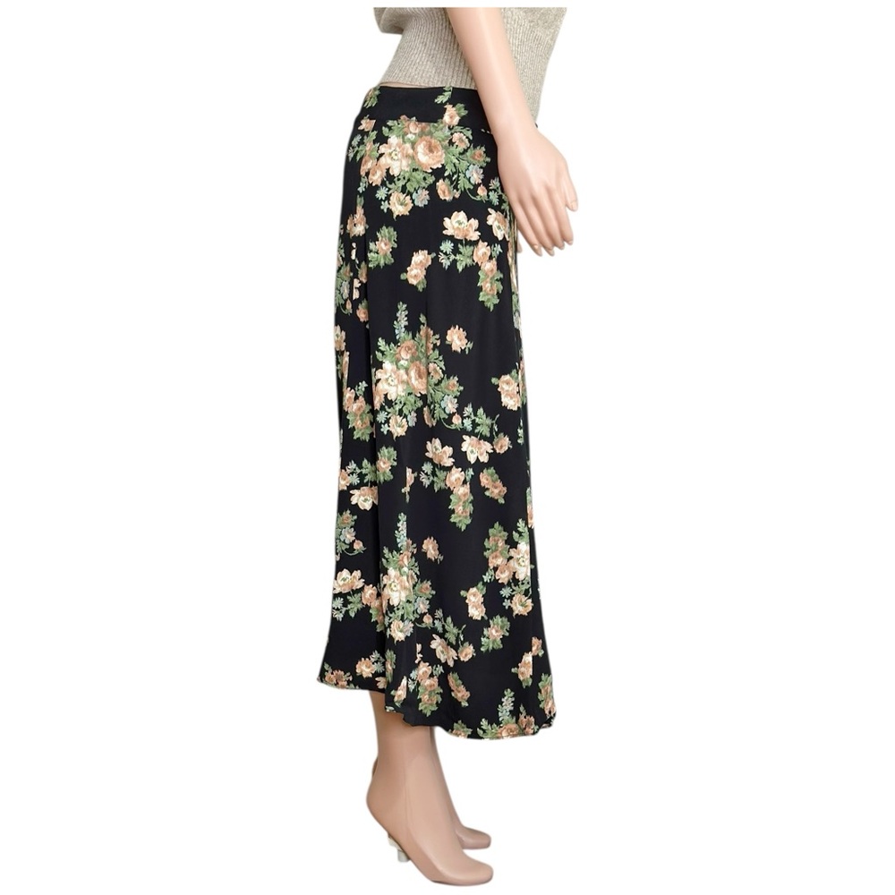 Sézane Black Peach Rose Floral A-Line Midi Skirt Size 10 | Made in Portugal | - Picture 7 of 9